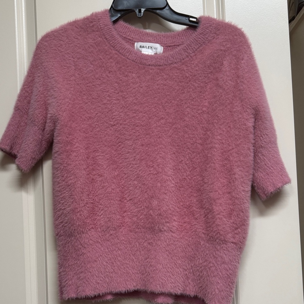Bailey 44 Mauve Fuzzy Crew Neck Sweater